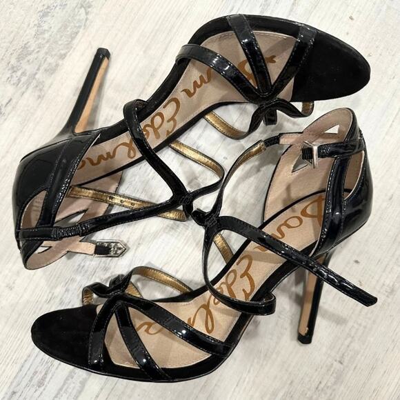 Sam Edelman Annabelle Ankle Strap Heels in Black Patent 6.5 - Picture 8 of 10